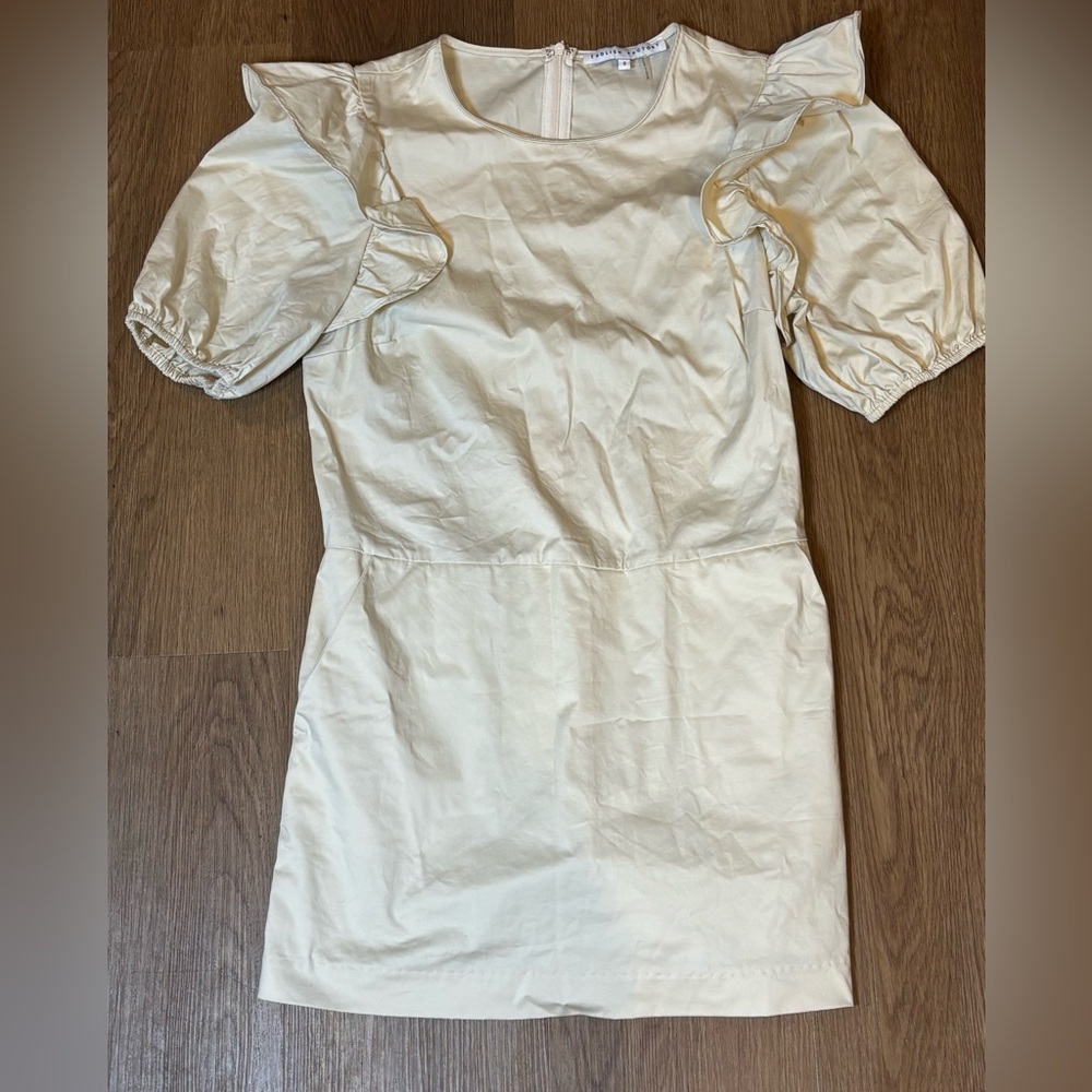 English Factory Women’s Size S Cream Dress Hidden Shorts Poofy Sleeves Cute